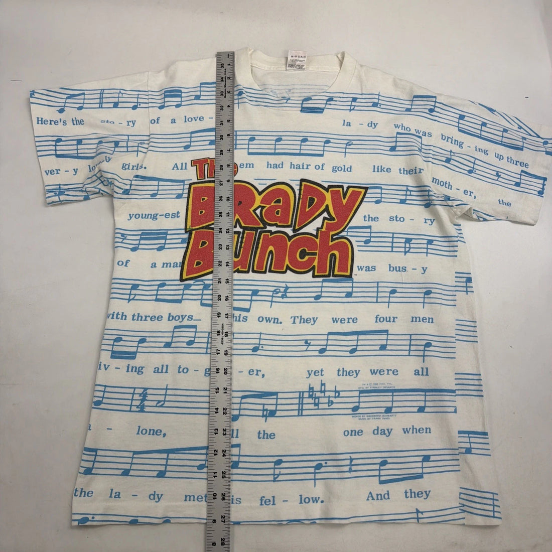 Vintage Brady Bunch Music T-Shirt Size Large All Over Print 90s