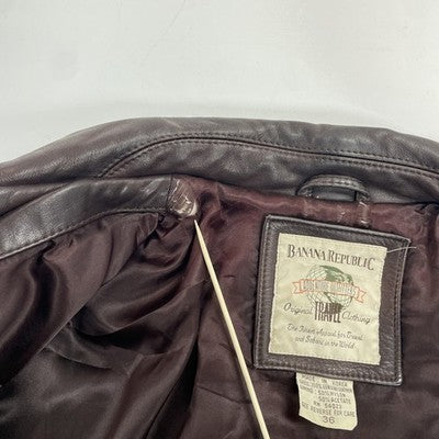Vintage Banana Republic Adventure Outfitters Leather Bomber Jacket Size 36 Brown