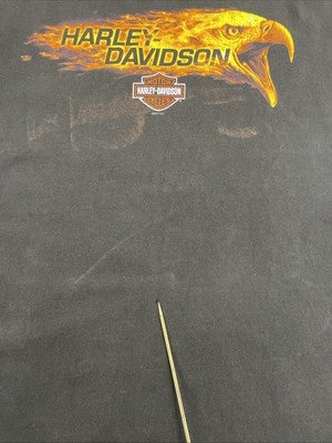 Vintage Harley Davidson Motorcycles Flame Eagle Long Sleeve T-Shirt 2XL Black
