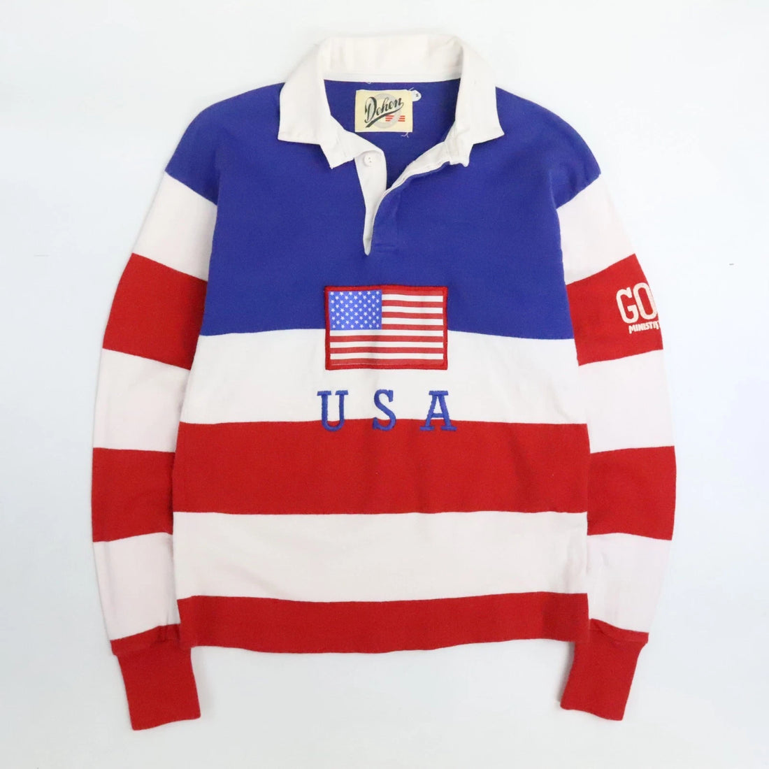Vintage Dehen America USA Flag Rugby Shirt Size Medium