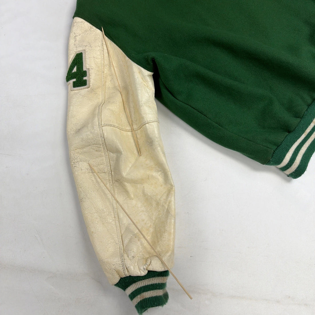 Vintage Leather Wool Letterman Varsity Jacket Size 42 80s
