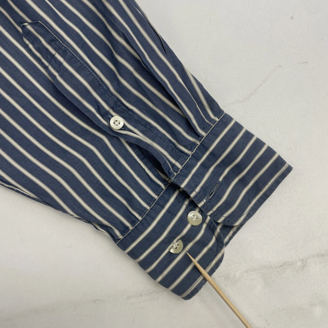 Lacoste Button Up Shirt Size 40 Blue Hickory Striped
