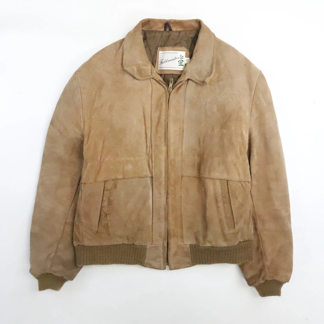 Vintage Fieldmaster Leather Suede Bomber Jacket Size 44 Brown
