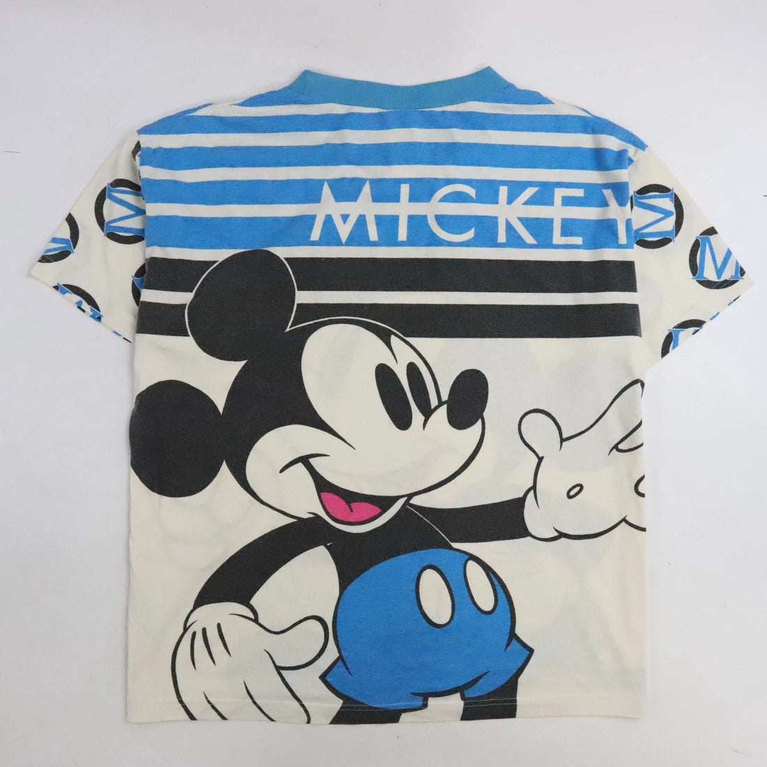 Vintage Mickey Mouse Disney T-Shirt Size Large All Over Print Striped