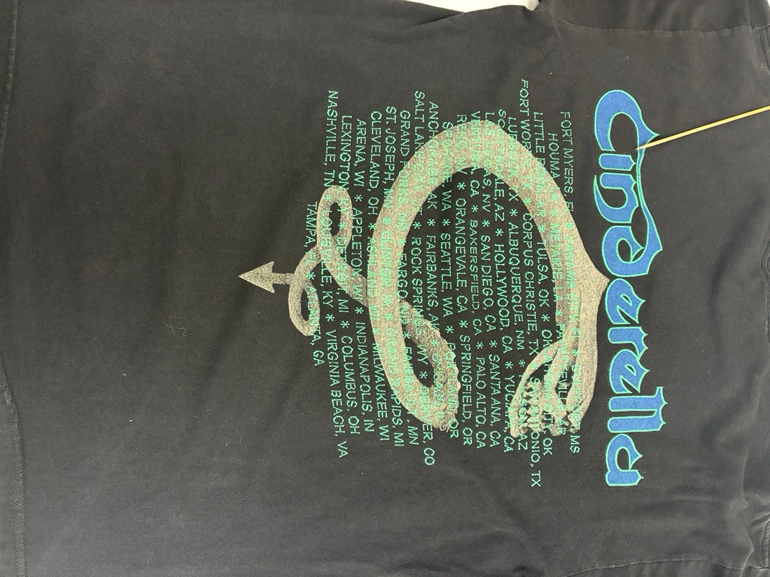 Vintage Cinderella Unfinished Business Tour T-Shirt Size Large Band Tee 1998 90s