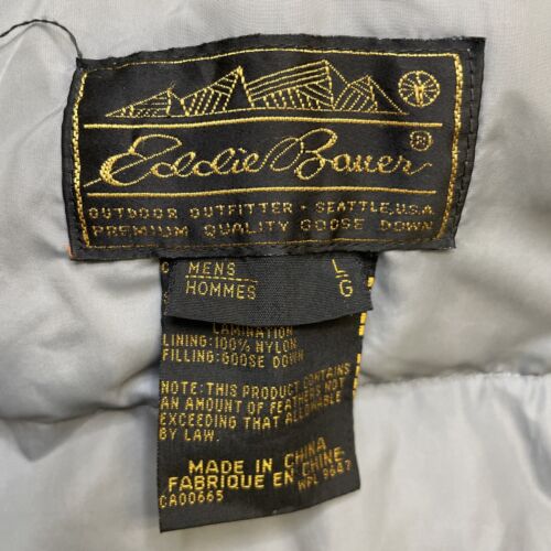 Vintage Eddie Bauer Parka Coat Jacket Size Large Gray Down Insulated