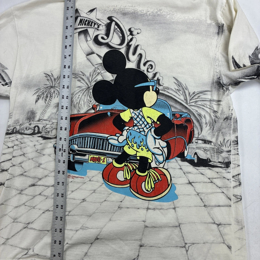 Vintage Mickey Mouse Diner Florida Disney T-Shirt XL All Over Print 90s