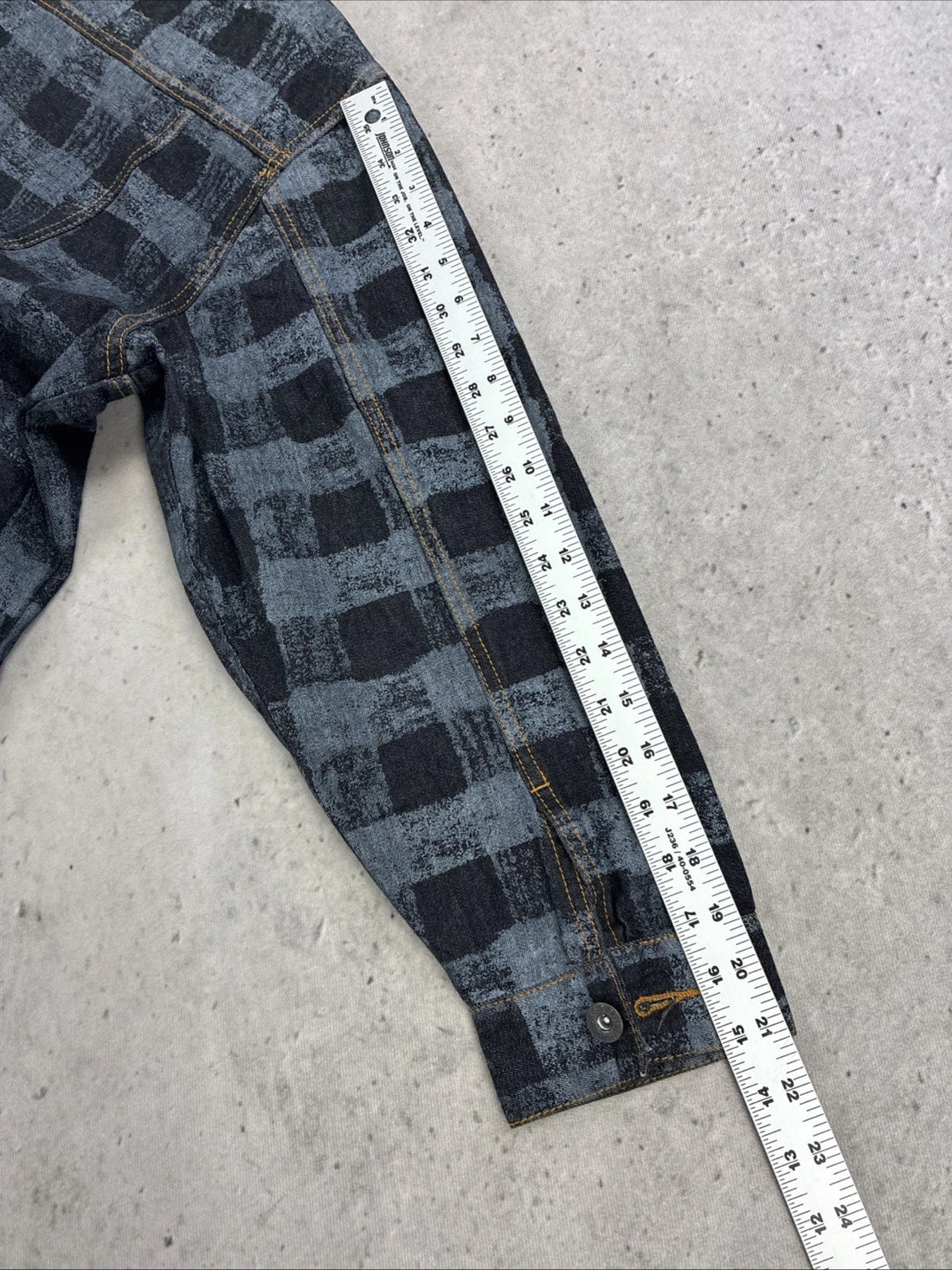 Vintage Checkered Denim Jacket Size XL Y2K