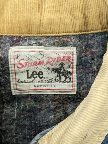 Vintage Lee Storm Rider Denim Jean Trucker Jacket Size XL Blue Blanket Lined 60s