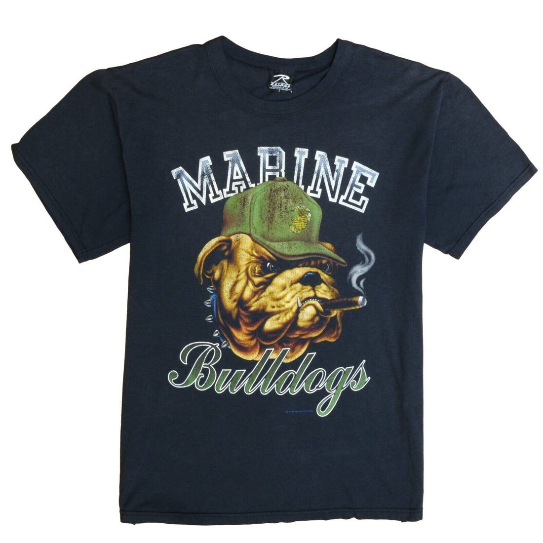 Vintage Marine Bulldogs T-Shirt Size Large Military Army 1989 80s