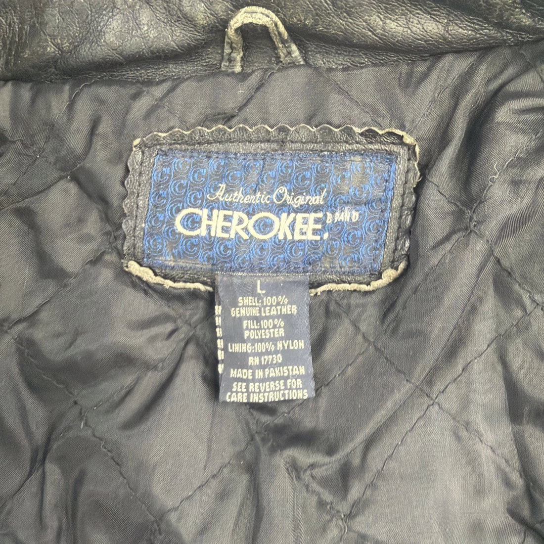 Vintage Cherokee Leather Bomber Jacket Size Large Black