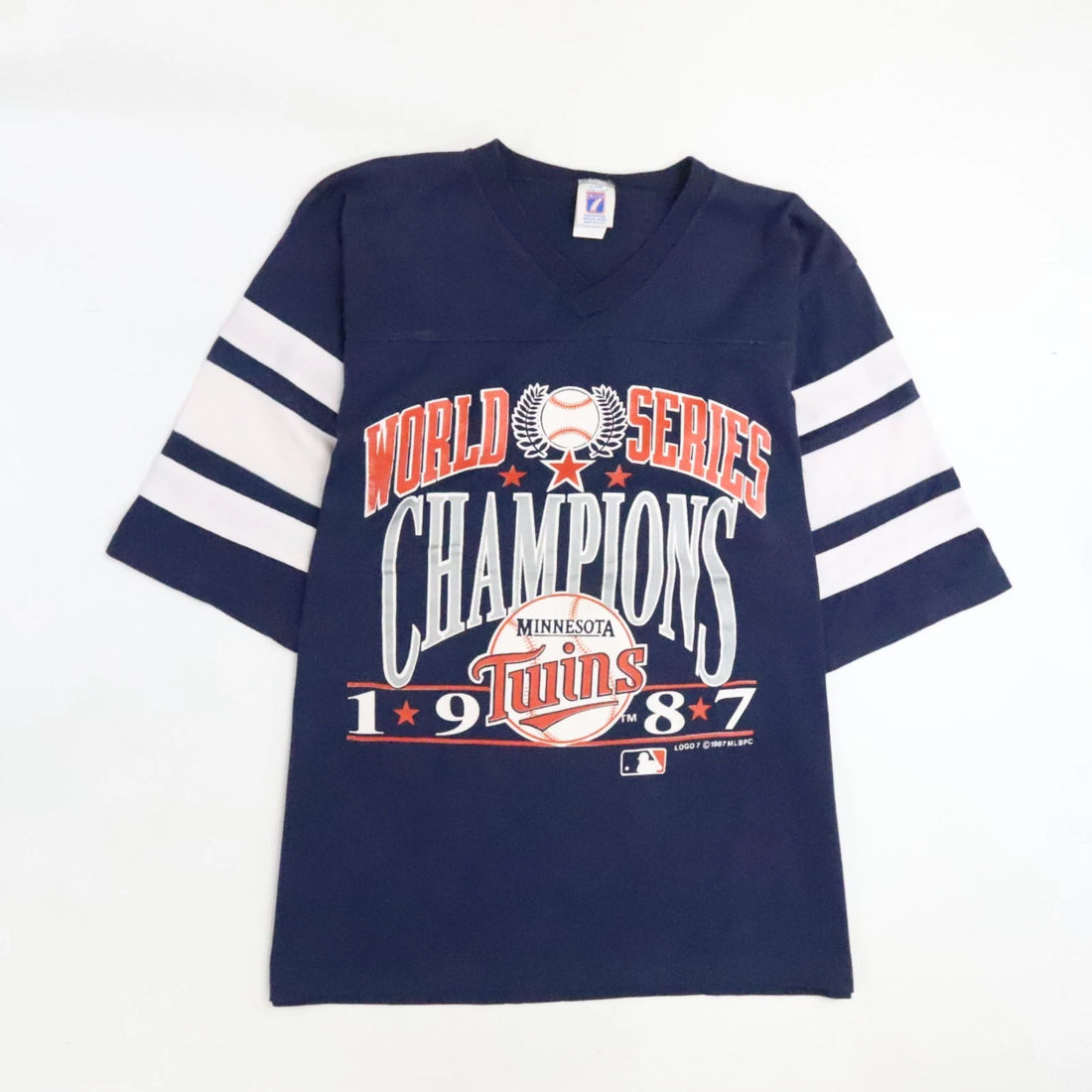 Vintage Minnesota Twins World Series Champs Logo 7 Raglan T-Shirt Large 1987 MLB