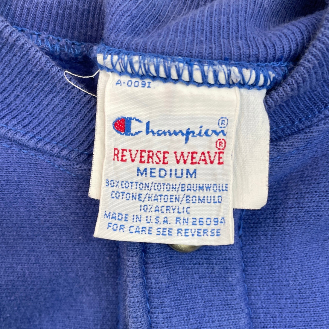 Vintage Champion Cardigan Reverse Weave Sweatshirt Size Medium Blue 90s