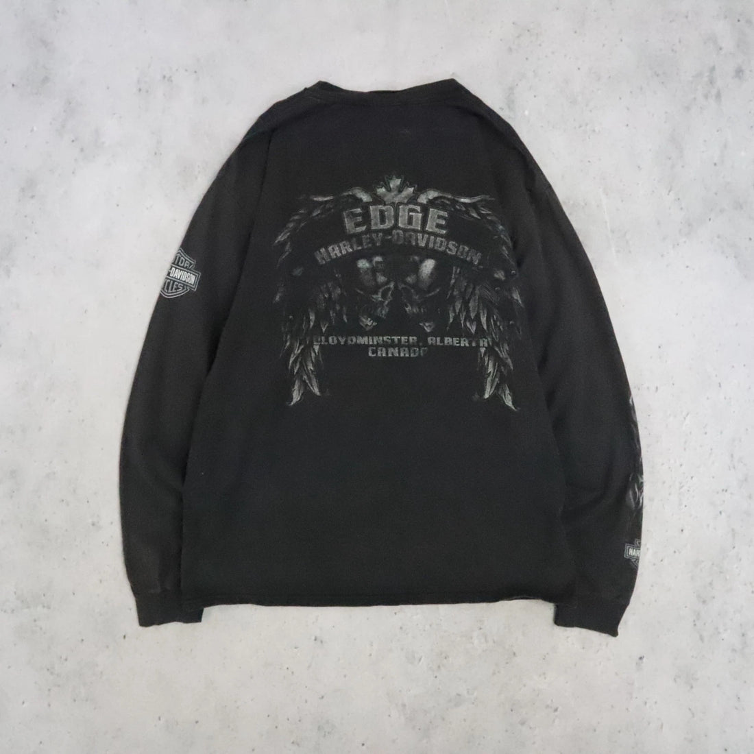 Vintage Harley Davidson Skull Flame Long Sleeve T-Shirt Size Large