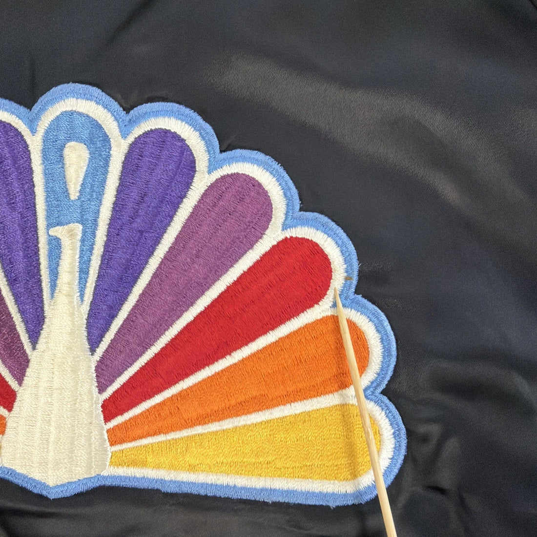 Vintage NBC Peacock Satin Bomber Jacket Size Medium