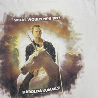 Vintage Harold & Kumar 2 What Would NPH Do T-Shirt Size Large Movie Promo