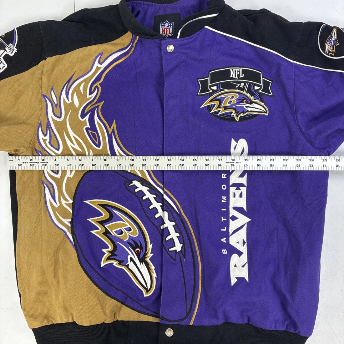 Baltimore Ravens Varsity Racing Bomber Jacket Size Large NFL