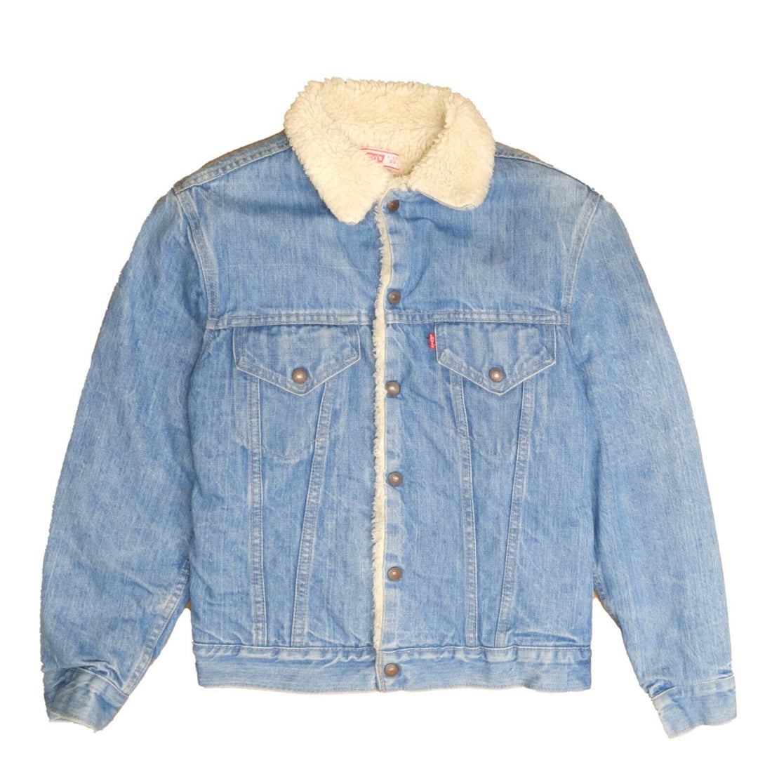 Vintage Levi Strauss & Co Denim Jean Trucker Jacket Size 36 Blue Sherpa Lined