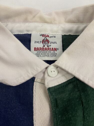 Vintage Barbarian Rugby Shirt Size 2XL Color Block Long Sleeve