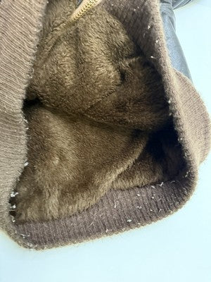 Vintage Shearling Leather Bomber Jacket Size Large Brown