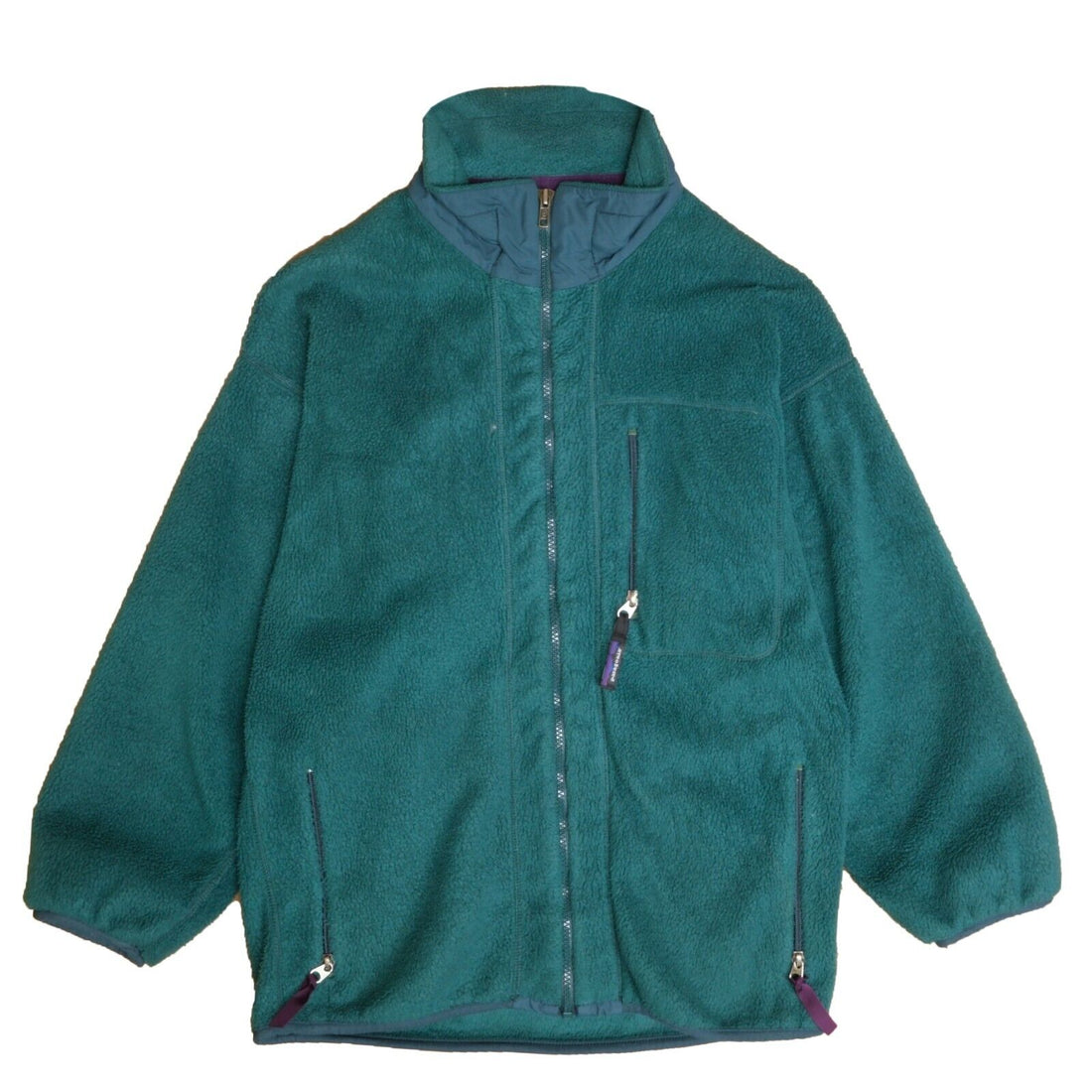 Vintage Patagonia Fleece Jacket Size Medium Green Full Zip 90s