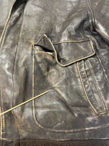 Vintage Schott NYC Leather Bomber Jacket Size Large Brown Made USA