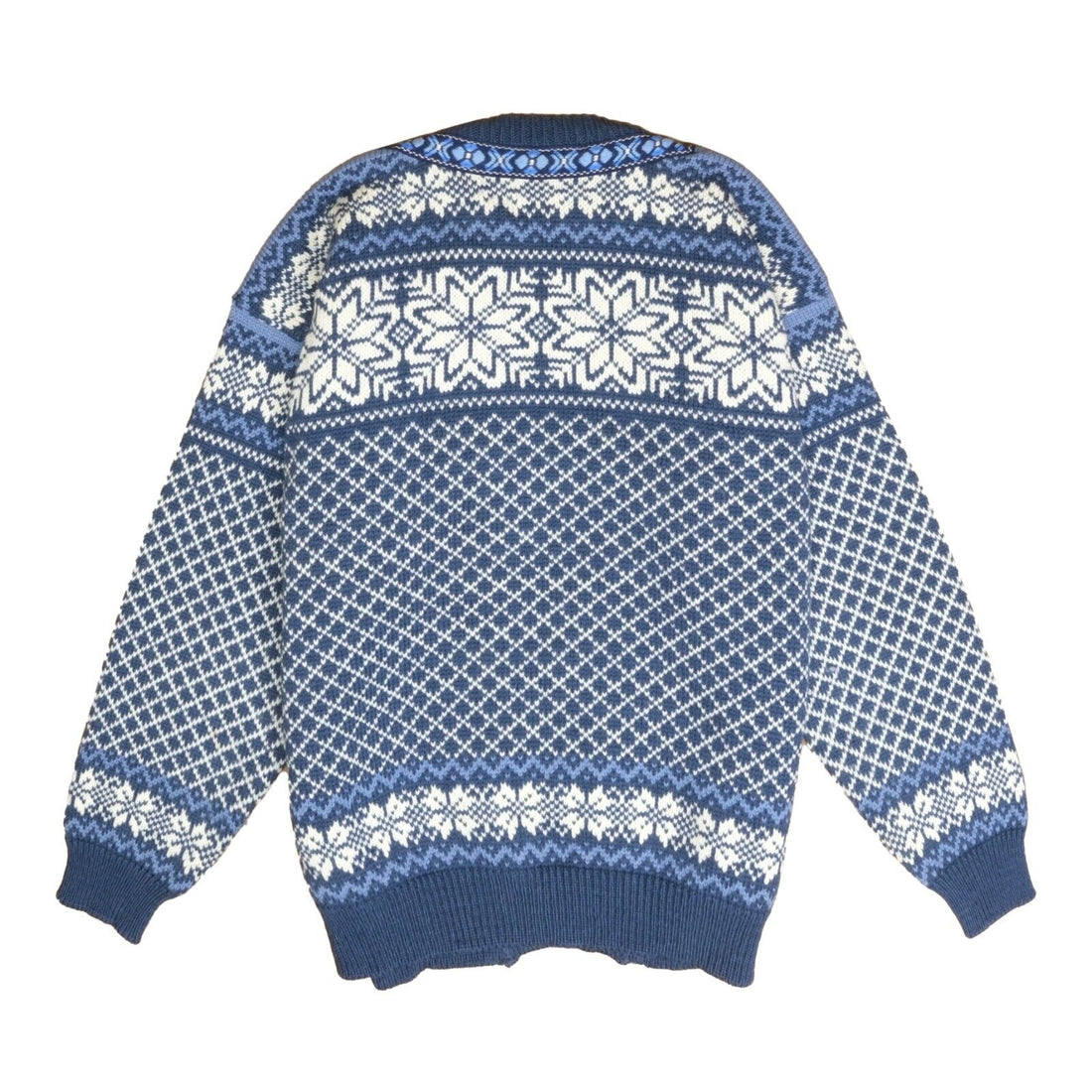 Vintage Norwool Wool Knit Cardigan Sweater Size Medium Fair Isle