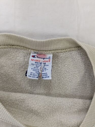 Vintage Champion Reverse Weave Blank Sweatshirt Crewneck Size Medium Beige 90s