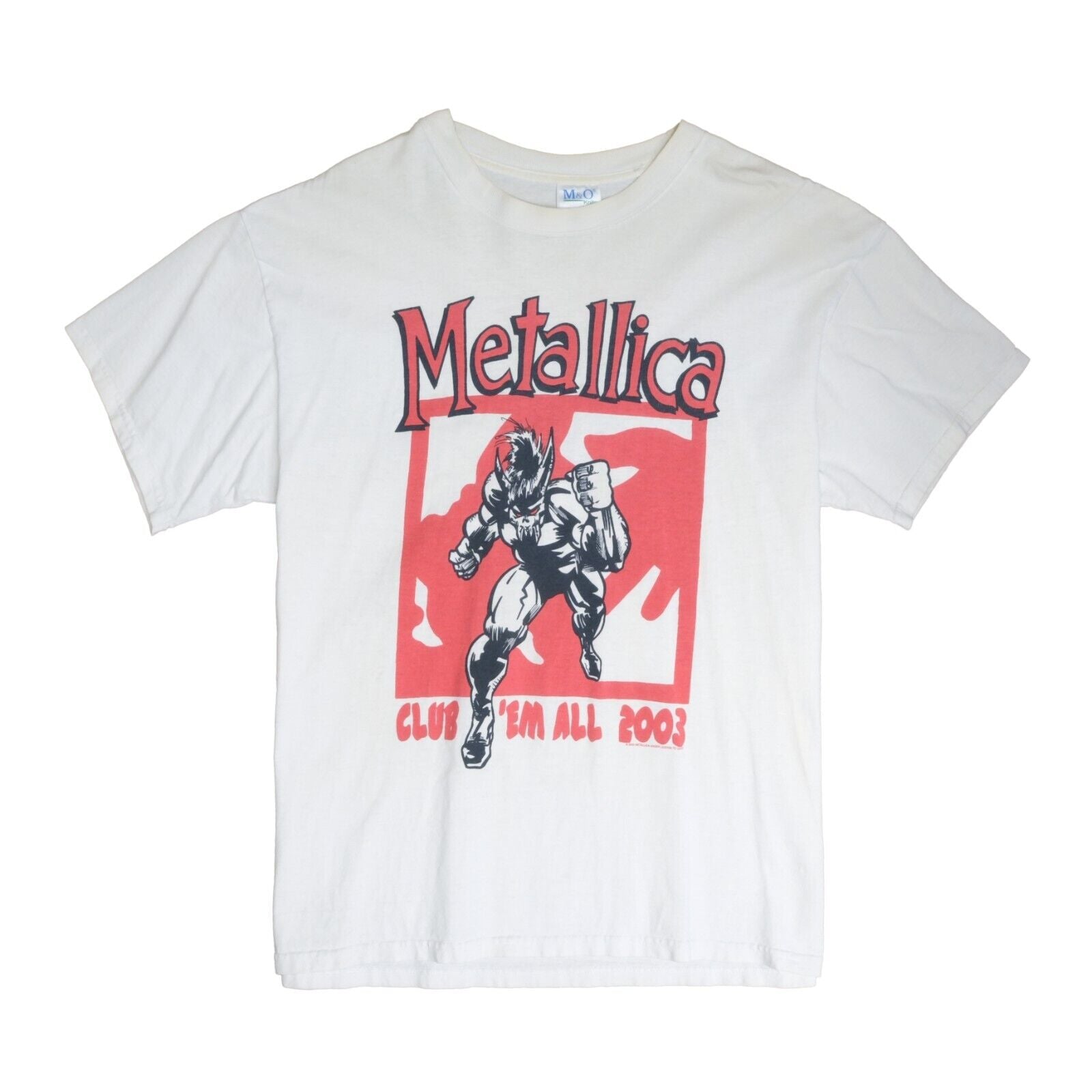Vintage Metallica Club Em All T-Shirt Size XL White Band Tee 2003 海外 即決-
