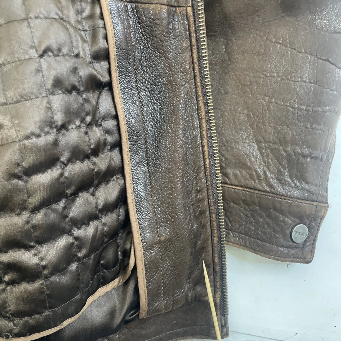 Bernardo Leather Bomber Jacket Size XL Brown