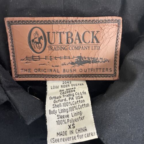 Vintage Outback Waxed Duster Coat Jacket Size Small Black