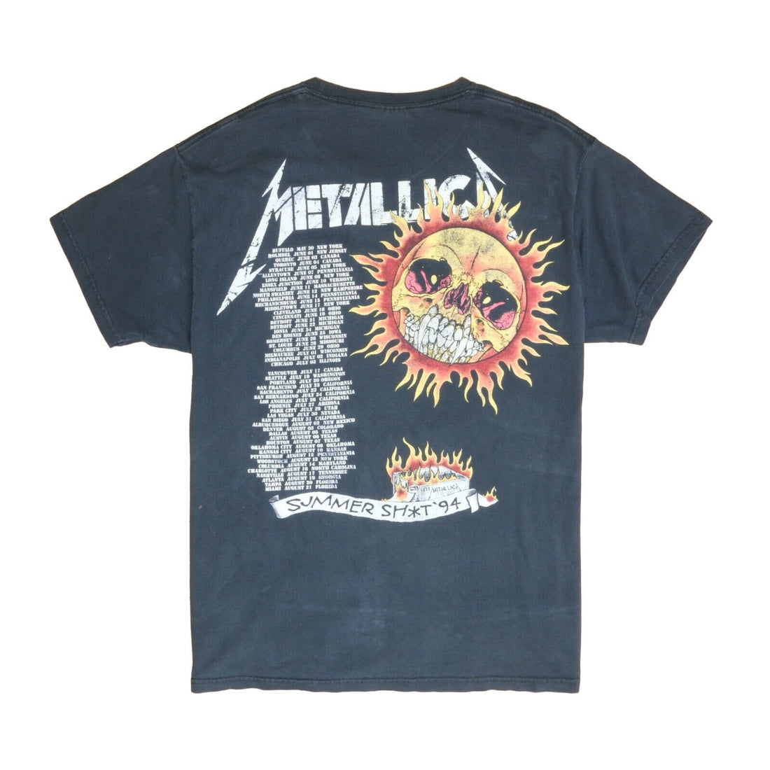 Vintage Metallica Summer Sh*t Tour T-Shirt Size Large Pushead Band Tee