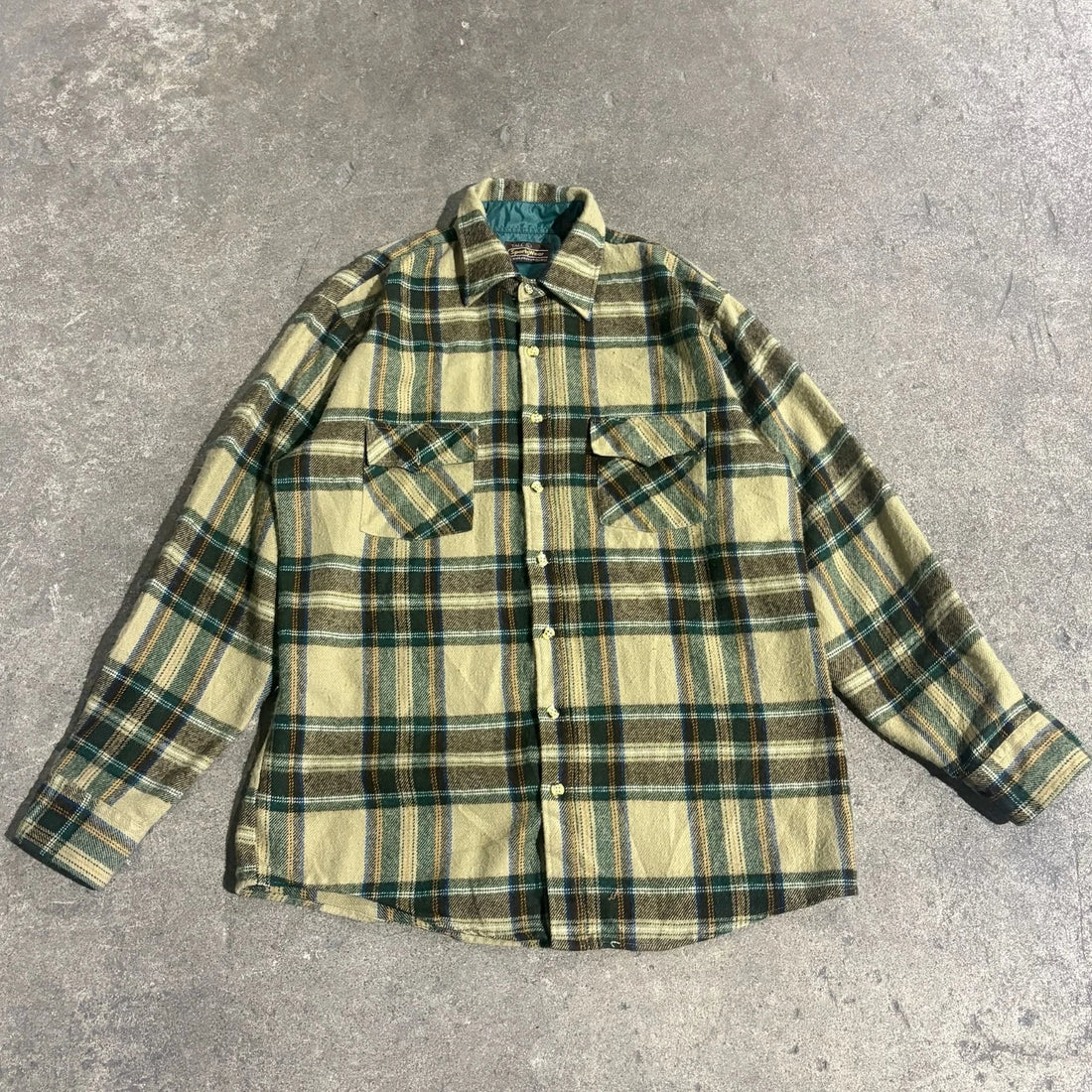 Vintage Sears Perma-Prest Button Up Shirt Size Large Tall Plaid
