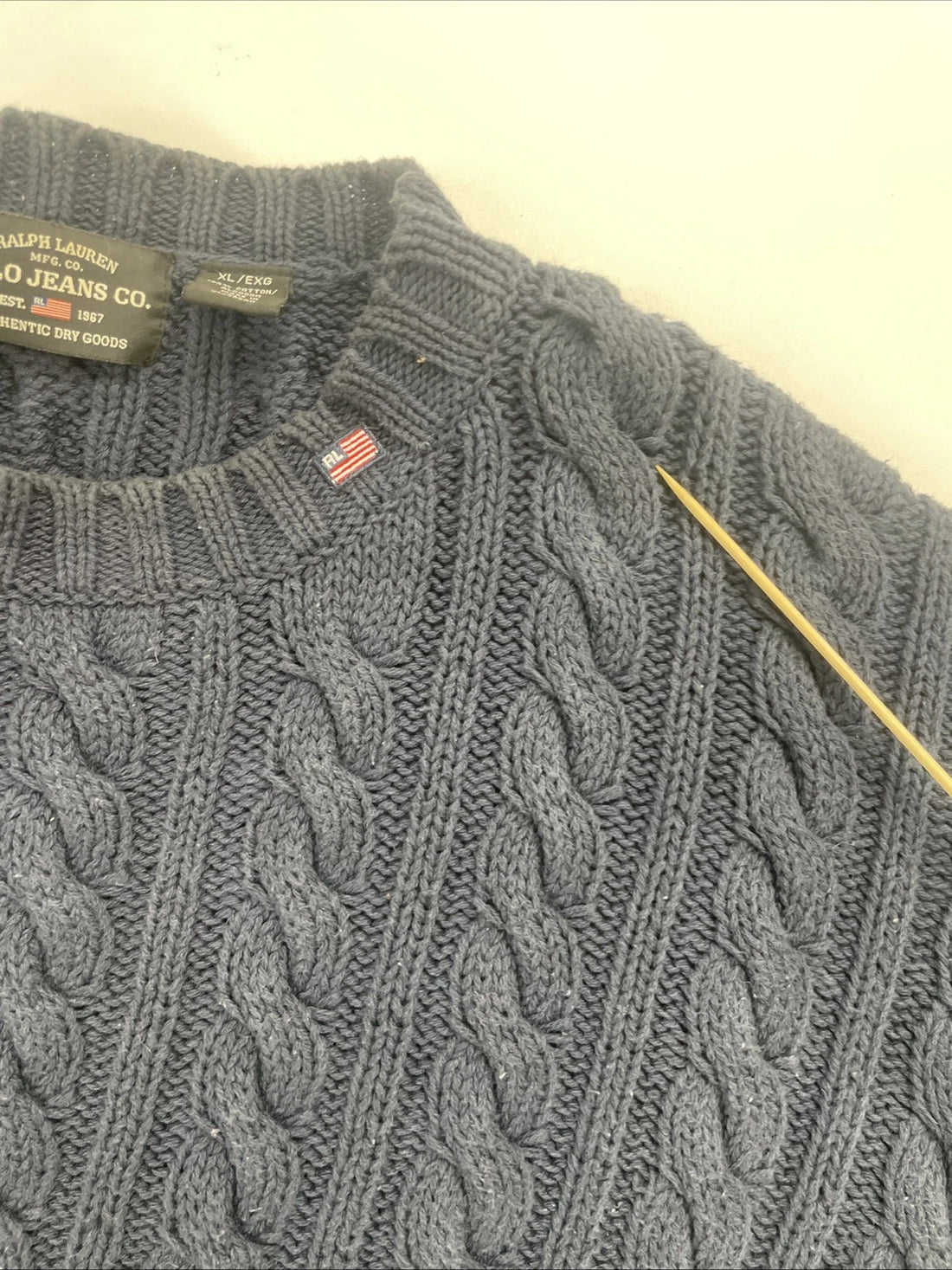 Polo Jeans Ralph Lauren Cable Chunky Knit Sweater Size XL