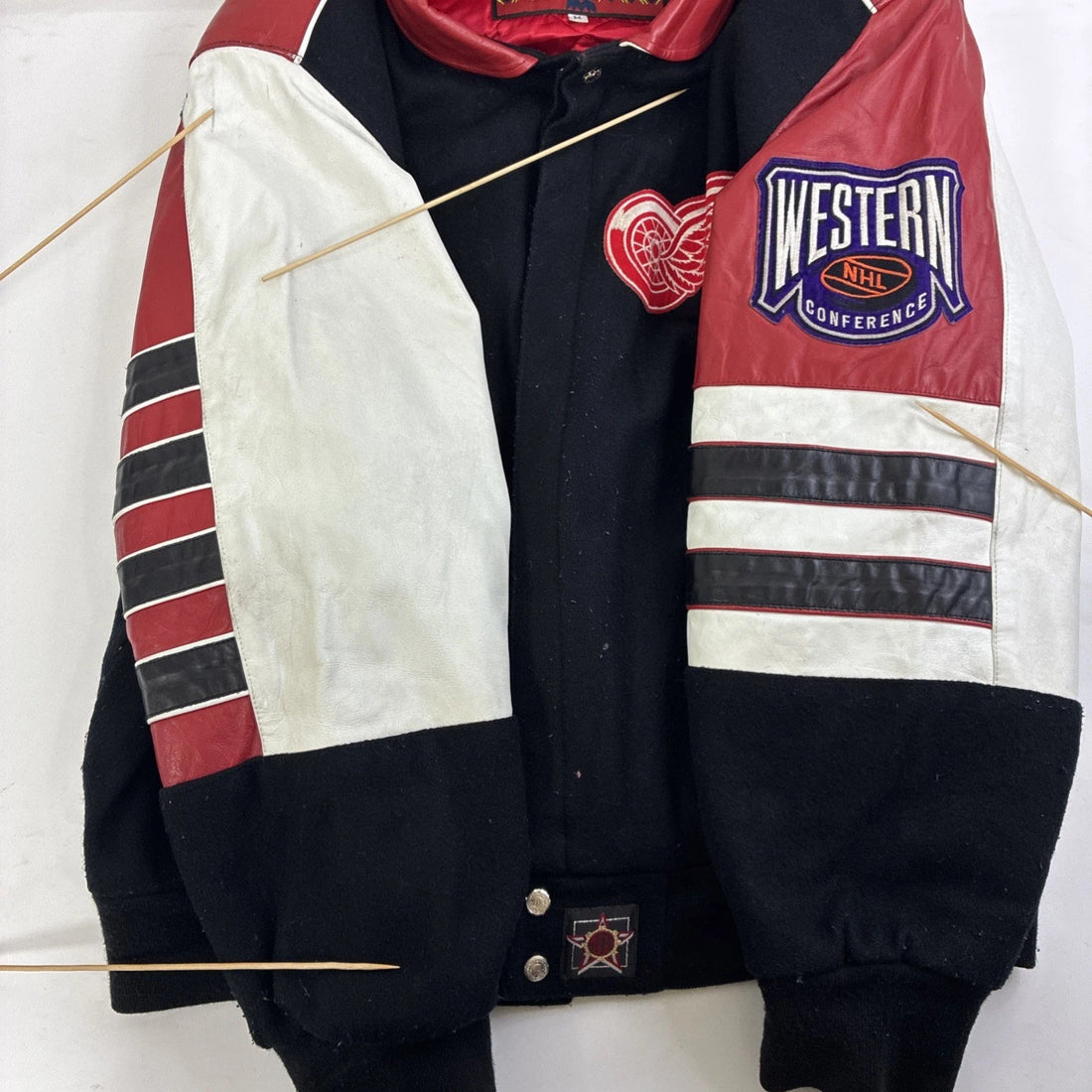 Vintage Detroit Red Wings JH Design Leather Wool Varsity Jacket Medium 90s NHL
