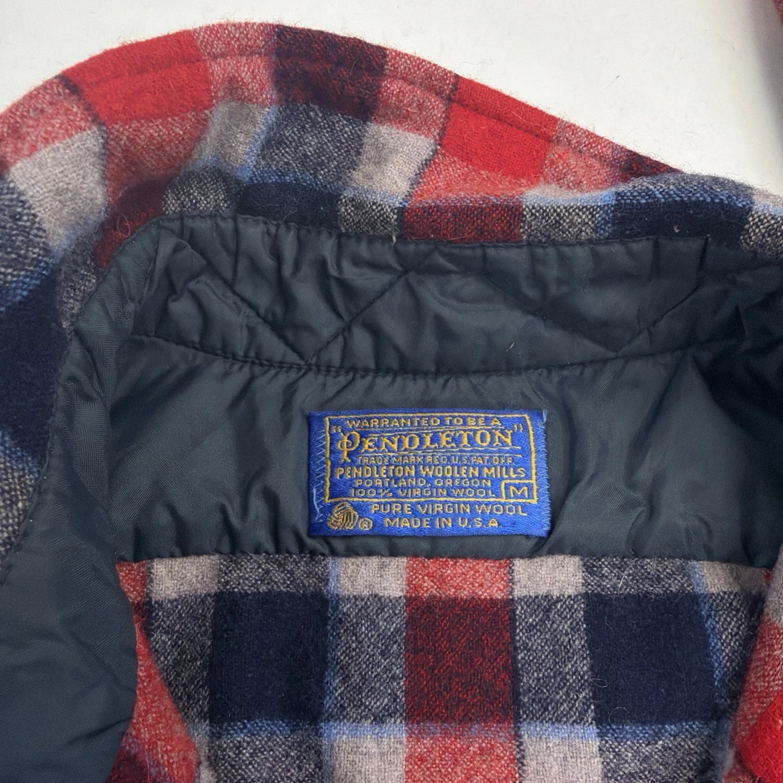 Vintage Pendleton Wool Board Button Up Shirt Size Medium Red Plaid