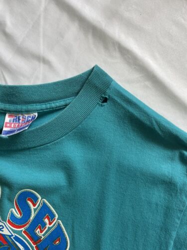 Vintage Toronto Blue Jays World Series Trench T-Shirt Large Teal 1993 90s MLB