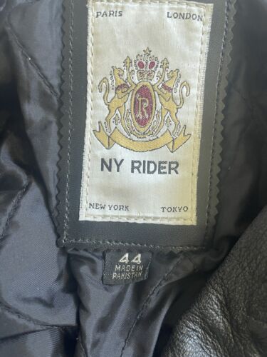 NY Rider Leather Classic Motorcycle Jacket Size 44 Black