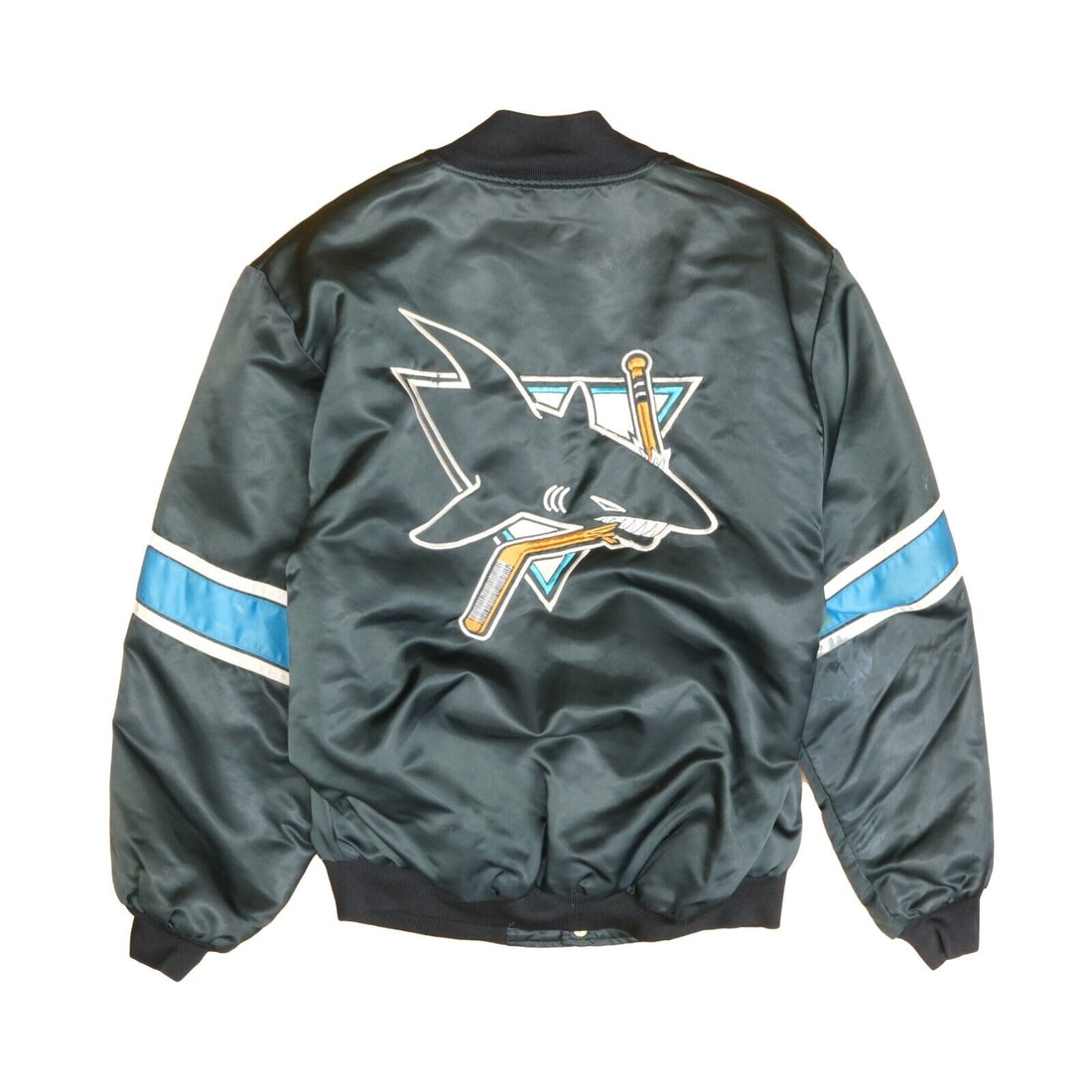 Vintage San Jose Sharks Satin Bomber Jacket Size Medium 90s NHL