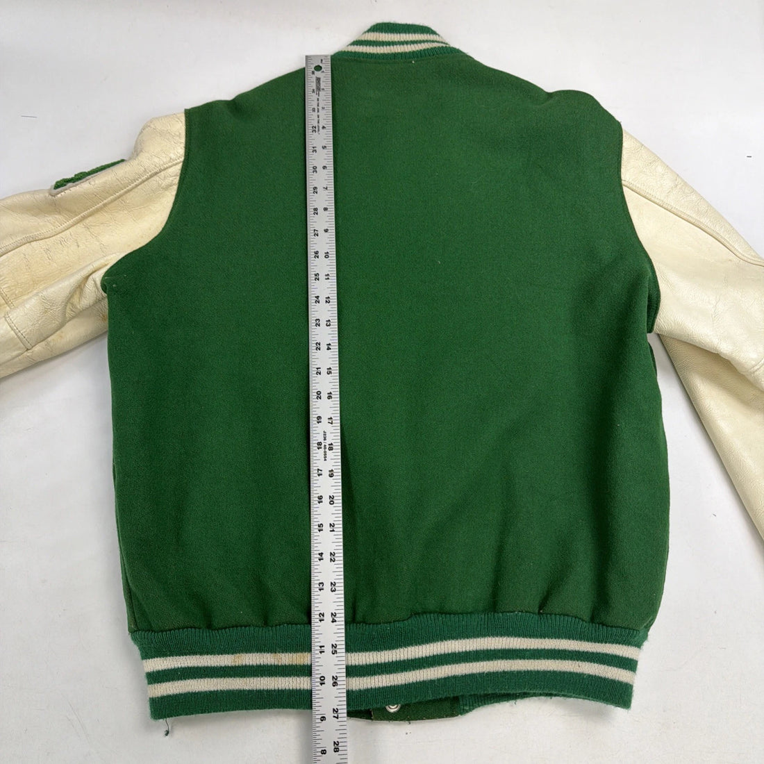 Vintage Leather Wool Letterman Varsity Jacket Size 42 80s