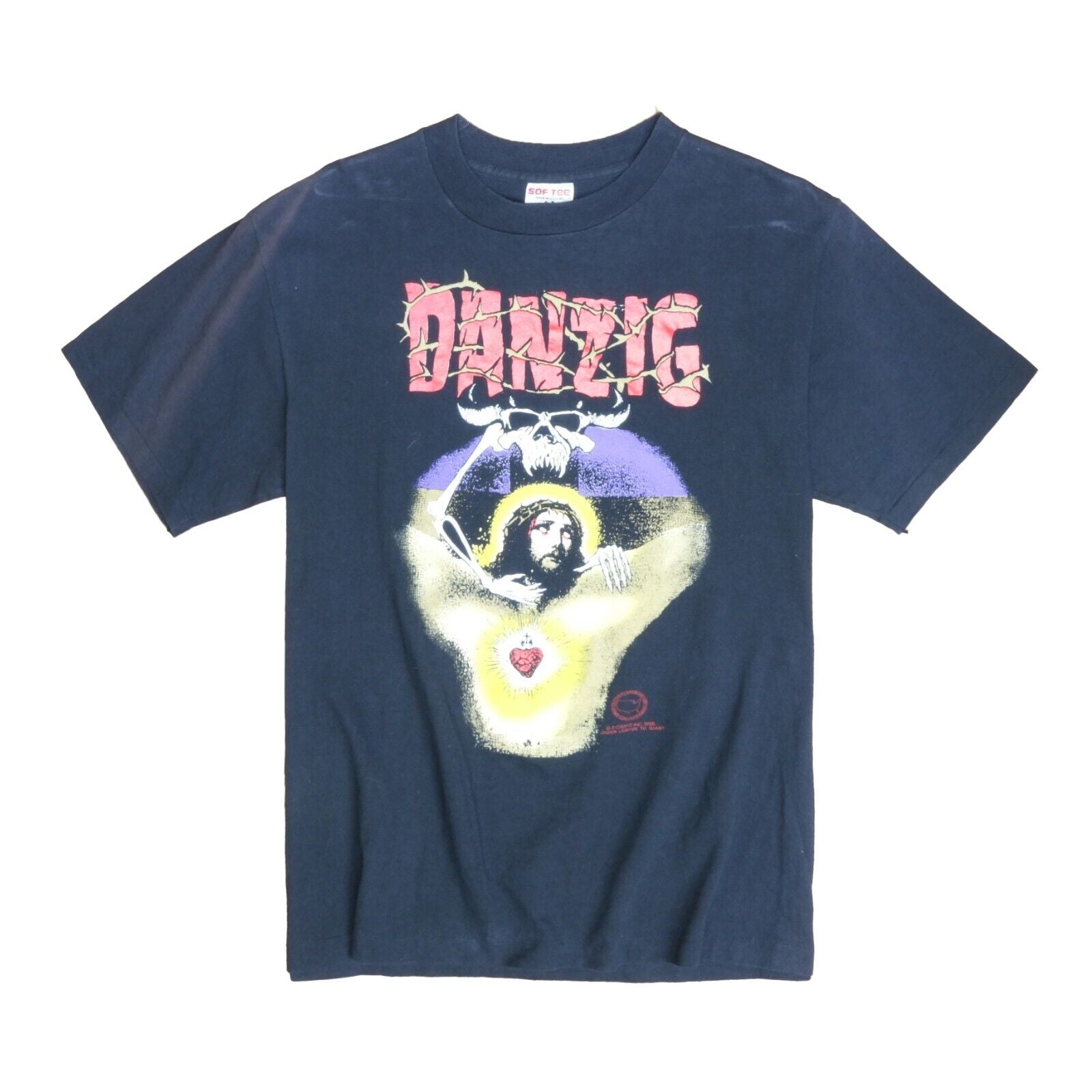 Vintage Danzig God Don't Like It T-Shirt Size Large Band Tee 1988 80s