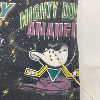 Vintage Anaheim Mighty Ducks Bulletin T-Shirt One Size 90s All Over Print NHL
