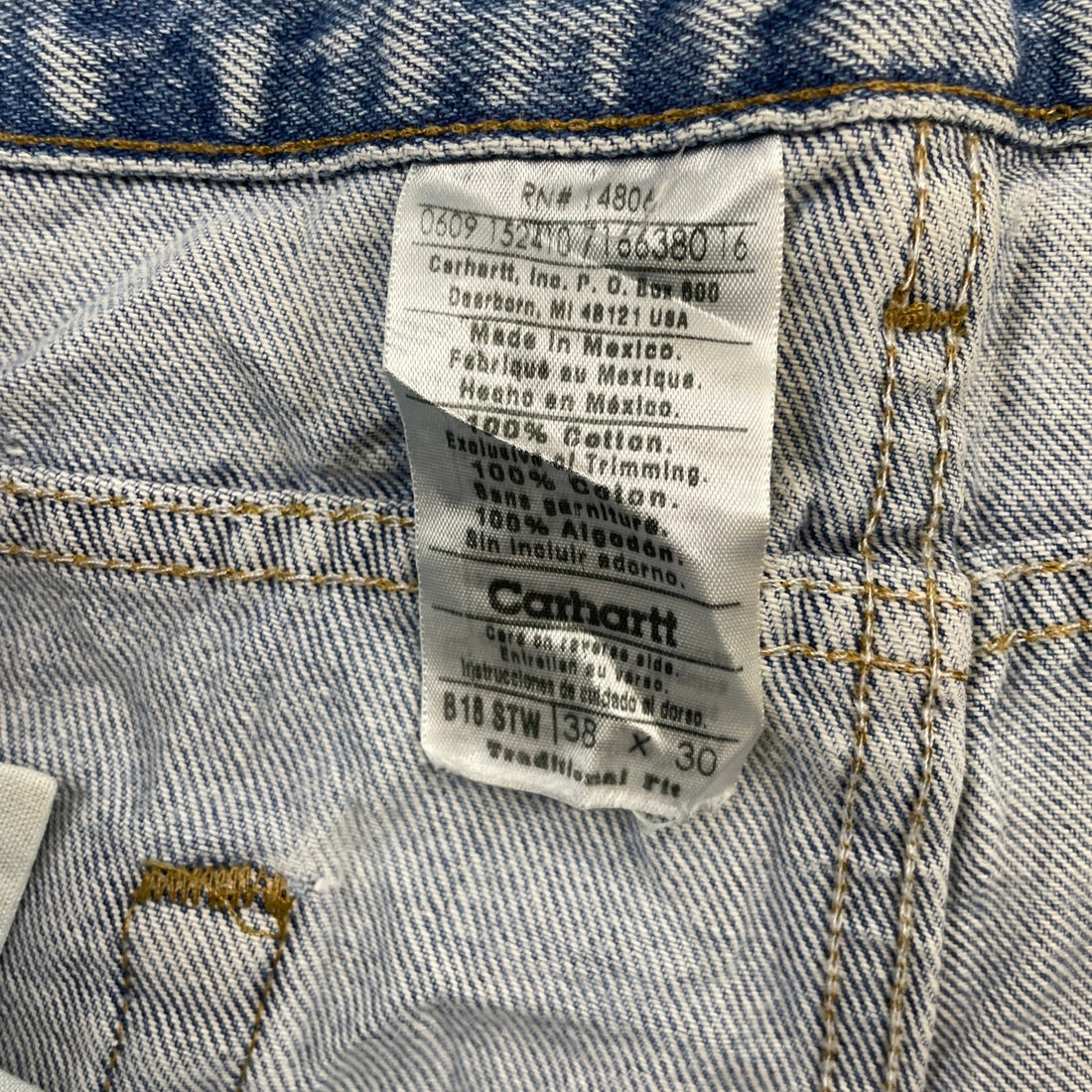 Vintage Carhartt Denim Carpenter Work Pants Jeans Size 38 X 30