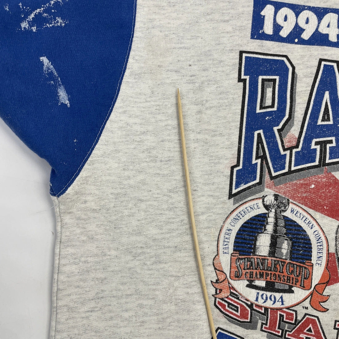 Vintage New York Rangers Stanley Cup Champs Sweatshirt XL Paint Splatter 90s NHL