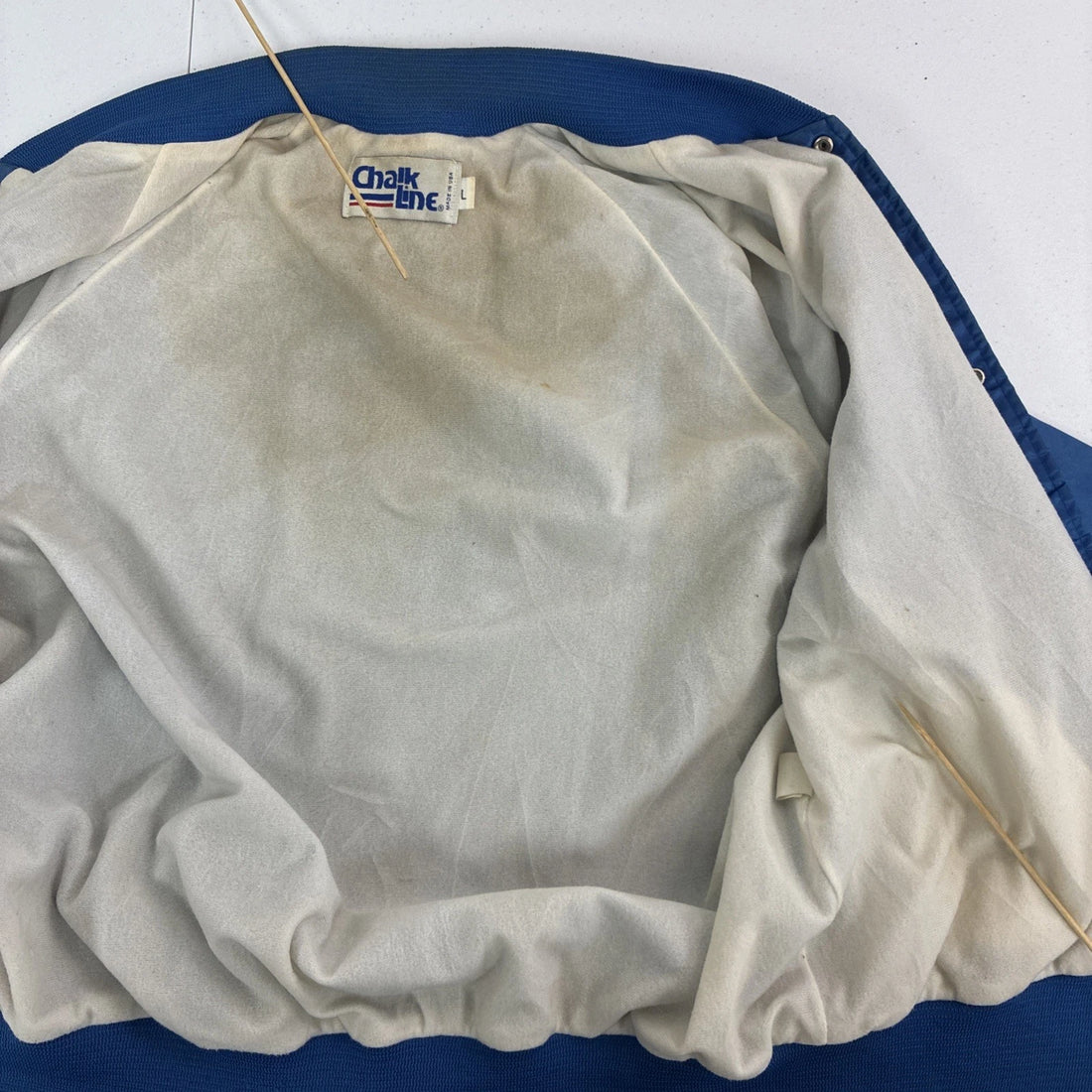 Vintage Mickey Mouse Disney Chalk Line Satin Bomber Jacket Size Large