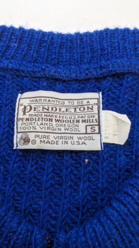 Vintage Pendleton Wool Knit Sweater Vest Size Small Blue