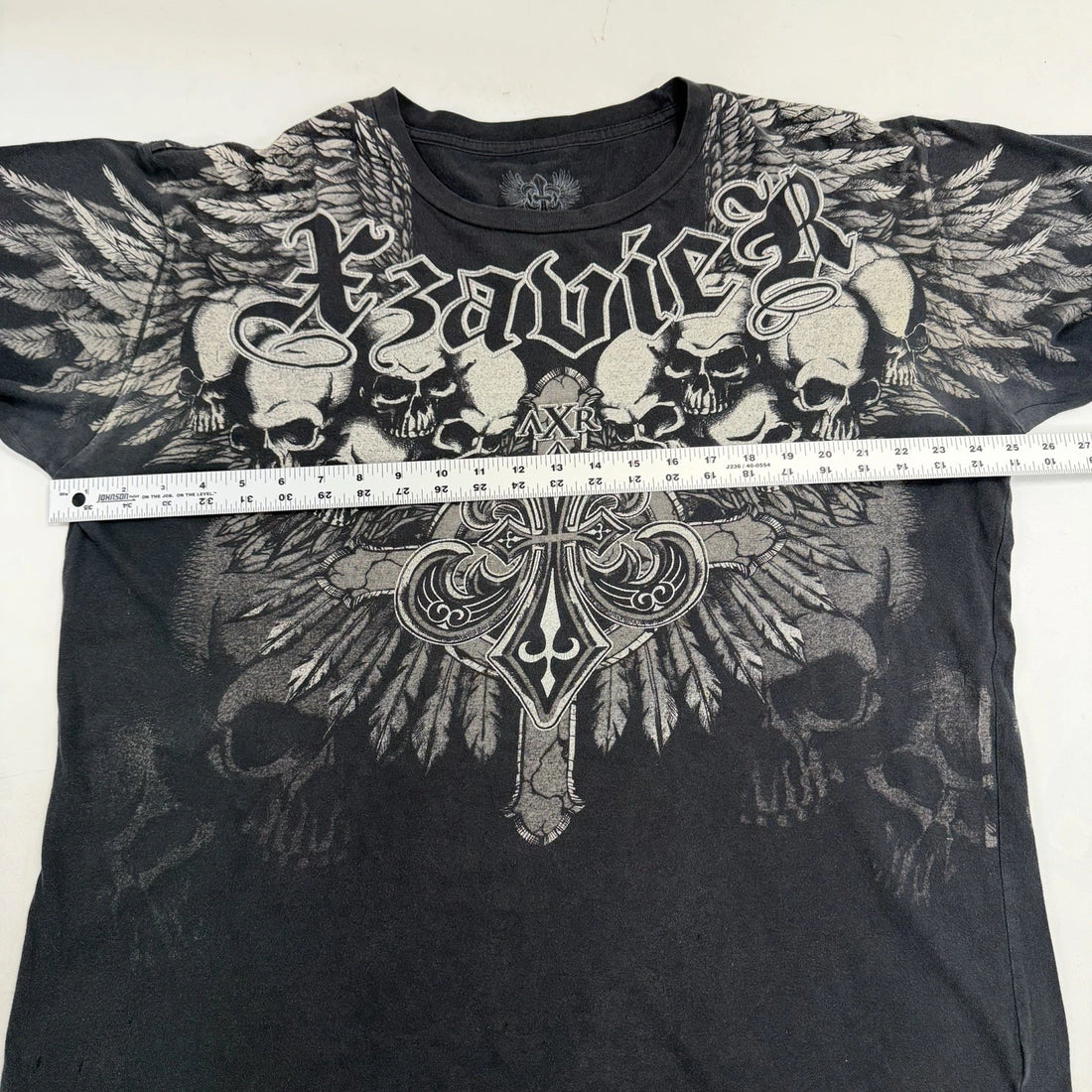 Xzavier Skull Cross T-Shirt Size 2XL All Over Print Y2K Style