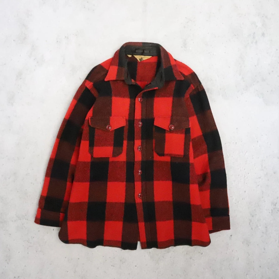 Vintage Woolrich Wool Shirt Jacket Size 17 Red Buffalo Plaid