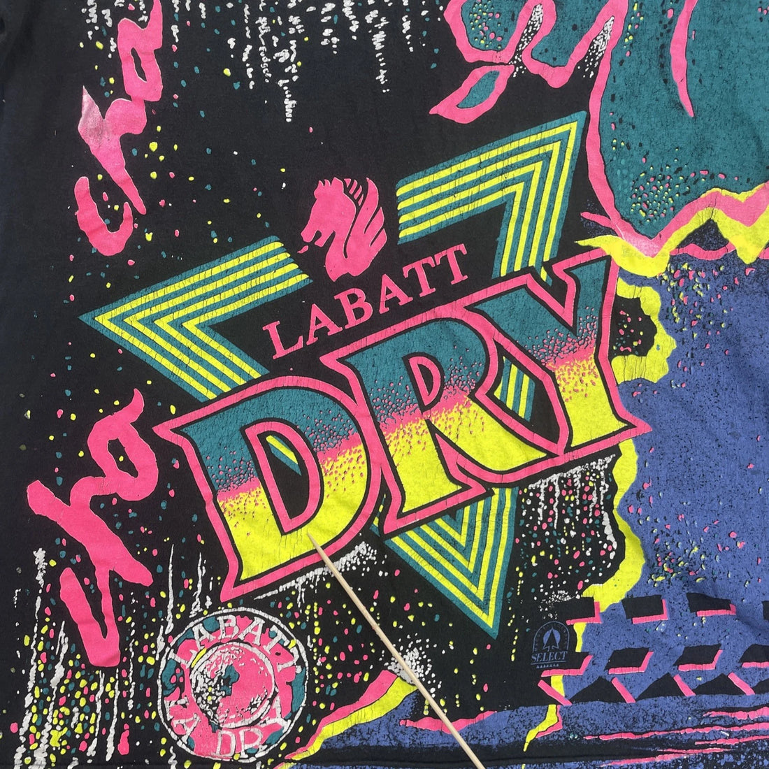 Vintage Labatt Dry T-Shirt Size Large All Over Print Beer Promo