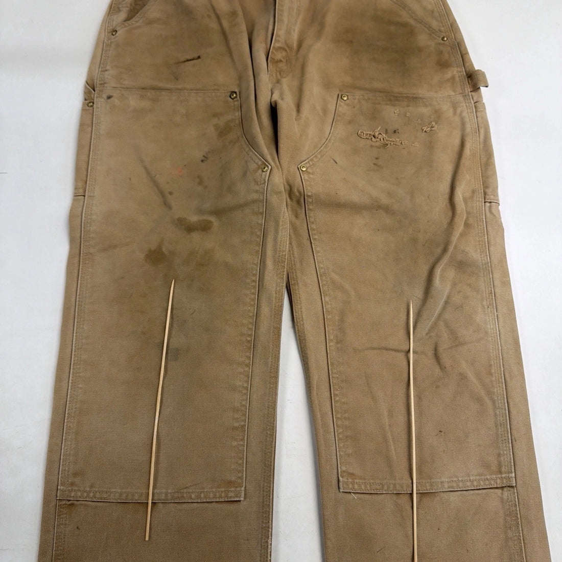 Vintage Carhartt Canvas Double Knee Carpenter Work Pants 38 X 32 B01 BRN